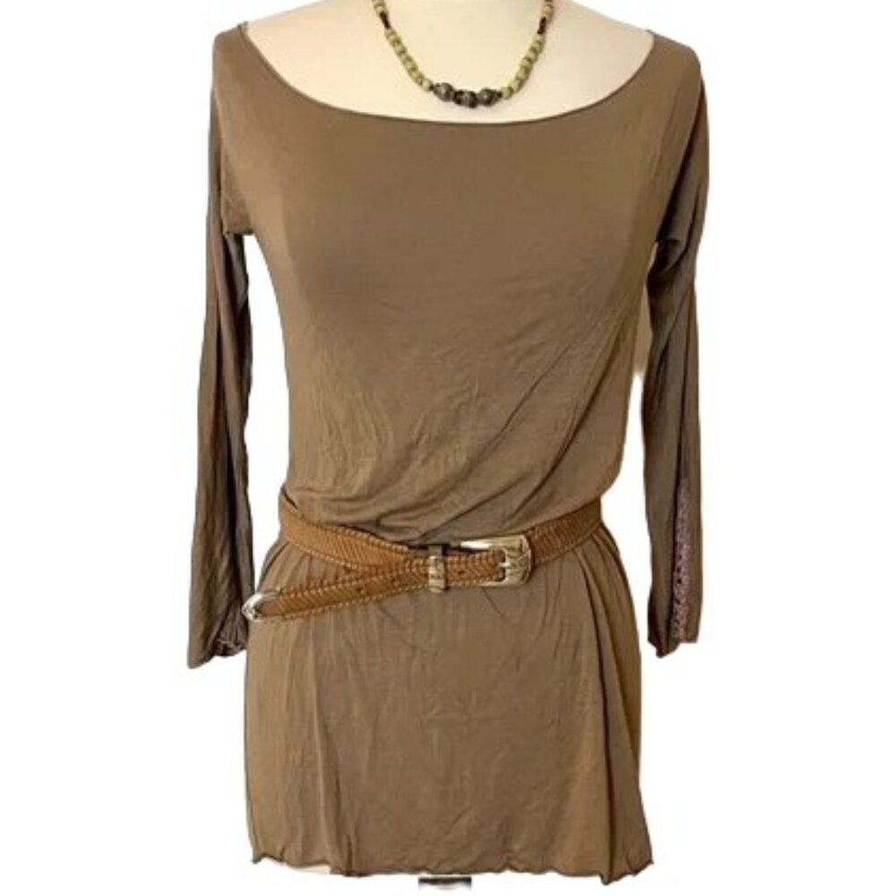 INDAH Stardust Long Sleeve Tunic Crochet Back Size L